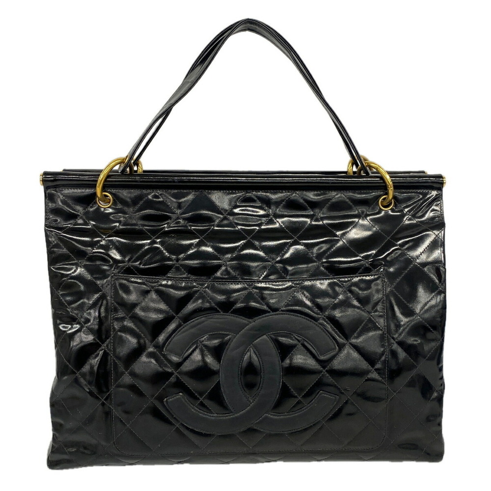 Chanel Matelassé Tote Bag, Patent Leather, Black, Women's